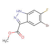 Chemical structure of methyl 5-bromo-6-fluoro-1H-indazole-3-carboxylate - CSSB00011012892