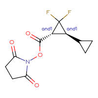 Chemical structure of rac-2,5-dioxopyrrolidin-1-yl (1R,2S)-3,3-difluoro-[1,1'-bi(cyclopropane)]-2-carboxylate - CSSB20270230178