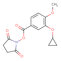 Chemical structure of 2,5-dioxopyrrolidin-1-yl 3-cyclopropoxy-4-methoxybenzoate - CSSB20270437626