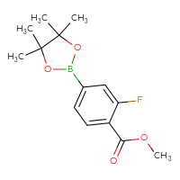 Chemical structure of methyl 2-fluoro-4-(4,4,5,5-tetramethyl-1,3,2-dioxaborolan-2-yl)benzoate - CSSB00010082996