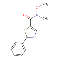 Chemical structure of N-methoxy-N-methyl-2-phenyl-1,3-thiazole-5-carboxamide - CSSB00103401985