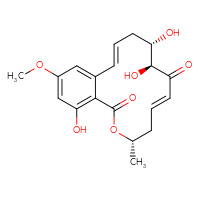 Chemical structure of (3S,5E,8S,9S,11E)-8,9,16-trihydroxy-14-methoxy-3-methyl-3,4,7,8,9,10-hexahydro-1H-2-benzoxacyclotetradecine-1,7-dione - CSSB00020610525