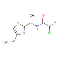 Chemical structure of 2-chloro-N-[1-(4-ethyl-1,3-thiazol-2-yl)ethyl]-2-fluoroacetamide - CSSB21332119891