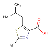 Chemical structure of 2-methyl-5-(2-methylpropyl)-1,3-thiazole-4-carboxylic acid - CSSB00010769491
