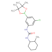 Chemical structure of 1-[3-chloro-5-(4,4,5,5-tetramethyl-1,3,2-dioxaborolan-2-yl)phenyl]-3-(2-methylcyclohexyl)urea - CSSB21332161353