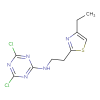 Chemical structure of 4,6-dichloro-N-[2-(4-ethyl-1,3-thiazol-2-yl)ethyl]-1,3,5-triazin-2-amine - CSSB21332061121