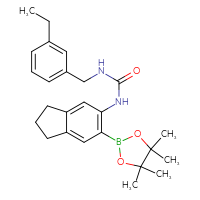 Chemical structure of 1-[(3-ethylphenyl)methyl]-3-[6-(4,4,5,5-tetramethyl-1,3,2-dioxaborolan-2-yl)-2,3-dihydro-1H-inden-5-yl]urea - CSSB21332135528