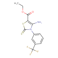 Chemical structure of ethyl 4-amino-2-sulfanylidene-3-[3-(trifluoromethyl)phenyl]-2,3-dihydro-1,3-thiazole-5-carboxylate - CSSB00020622733