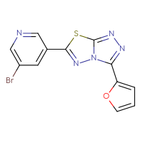 Chemical structure of 3-bromo-5-[3-(furan-2-yl)-[1,2,4]triazolo[3,4-b][1,3,4]thiadiazol-6-yl]pyridine - CSSB00121603925