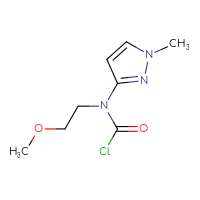 Chemical structure of N-(2-methoxyethyl)-N-(1-methyl-1H-pyrazol-3-yl)carbamoyl chloride - CSSB06256204009