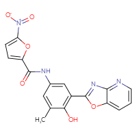 Chemical structure of N-(4-hydroxy-3-methyl-5-{[1,3]oxazolo[4,5-b]pyridin-2-yl}phenyl)-5-nitrofuran-2-carboxamide - CSSB00132433800