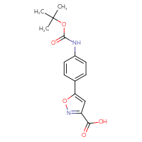 Chemical structure of 5-(4-{[(tert-butoxy)carbonyl]amino}phenyl)-1,2-oxazole-3-carboxylic acid - CSSB00010409861