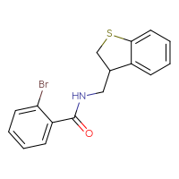 Chemical structure of 2-bromo-N-[(2,3-dihydro-1-benzothiophen-3-yl)methyl]benzamide - CSSB02043194056