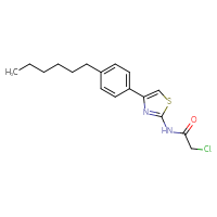 Chemical structure of 2-chloro-N-[4-(4-hexylphenyl)-1,3-thiazol-2-yl]acetamide - CSSB00000680795