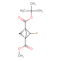 Chemical structure of 1-tert-butyl 3-methyl (1s,3s)-2-fluorobicyclo[1.1.1]pentane-1,3-dicarboxylate - CSSB07104938262