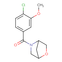 Chemical structure of 5-(4-chloro-3-methoxybenzoyl)-2-oxa-5-azabicyclo[2.2.1]heptane - CSSB06474386956