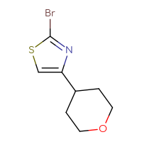 Chemical structure of 2-bromo-4-(oxan-4-yl)-1,3-thiazole - CSSB00021557780