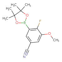 Chemical structure of 4-fluoro-3-methoxy-5-(4,4,5,5-tetramethyl-1,3,2-dioxaborolan-2-yl)benzonitrile - CSSB00009888914