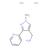Chemical structure of 1-[1-methyl-3-(pyridin-2-yl)-1H-pyrazol-4-yl]methanamine dihydrochloride - CSSB00102886835