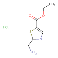 Chemical structure of ethyl 2-(aminomethyl)-1,3-thiazole-5-carboxylate hydrochloride - CSSB21414457839