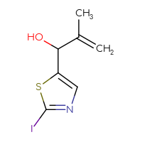 Chemical structure of 1-(2-iodo-1,3-thiazol-5-yl)-2-methylprop-2-en-1-ol - CSSB21246429507