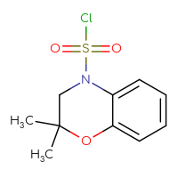 Chemical structure of 2,2-dimethyl-3,4-dihydro-2H-1,4-benzoxazine-4-sulfonyl chloride - CSSB14959847286