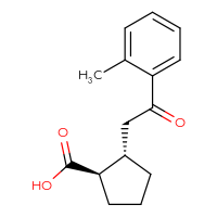 Chemical structure of (1R,2S)-2-[2-(2-methylphenyl)-2-oxoethyl]cyclopentane-1-carboxylic acid - CSSB00025746338