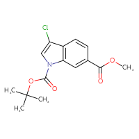Chemical structure of 1-tert-butyl 6-methyl 3-chloro-1H-indole-1,6-dicarboxylate - CSSB21332129441