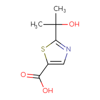 Chemical structure of 2-(2-hydroxypropan-2-yl)-1,3-thiazole-5-carboxylic acid - CSSB20620688806