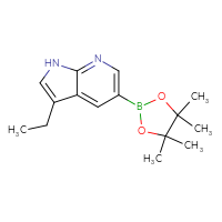 Chemical structure of 3-ethyl-5-(4,4,5,5-tetramethyl-1,3,2-dioxaborolan-2-yl)-1H-pyrrolo[2,3-b]pyridine - CSSB00016176970
