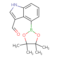 Chemical structure of 4-(4,4,5,5-tetramethyl-1,3,2-dioxaborolan-2-yl)-1H-indole-3-carbaldehyde - CSSB00010186693