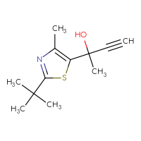 Chemical structure of 2-(2-tert-butyl-4-methyl-1,3-thiazol-5-yl)but-3-yn-2-ol - CSSB20830352230