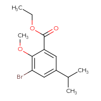 Chemical structure of ethyl 3-bromo-2-methoxy-5-(propan-2-yl)benzoate - CSSB02150185950