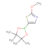 Chemical structure of 2-methoxy-5-(4,4,5,5-tetramethyl-1,3,2-dioxaborolan-2-yl)-1,3-thiazole - CSSB00012359318