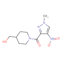 Chemical structure of [1-(1-methyl-4-nitro-1H-pyrazole-3-carbonyl)piperidin-4-yl]methanol - CSSB00133013822