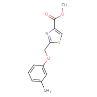 Chemical structure of methyl 2-[(3-methylphenoxy)methyl]-1,3-thiazole-4-carboxylate - CSSB01384318369