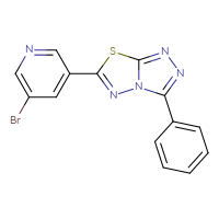 Chemical structure of 3-bromo-5-{3-phenyl-[1,2,4]triazolo[3,4-b][1,3,4]thiadiazol-6-yl}pyridine - CSSB00121603946