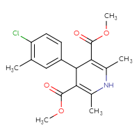 Chemical structure of 3,5-dimethyl 4-(4-chloro-3-methylphenyl)-2,6-dimethyl-1,4-dihydropyridine-3,5-dicarboxylate - CSSB14948315733