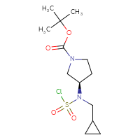 Chemical structure of tert-butyl (3R)-3-[(chlorosulfonyl)(cyclopropylmethyl)amino]pyrrolidine-1-carboxylate - CSSB06256225342