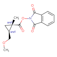 Chemical structure of rac-1,3-dioxo-2,3-dihydro-1H-isoindol-2-yl (1R,2R)-2-(methoxymethyl)-1-methylcyclopropane-1-carboxylate - CSSB14948316718