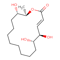 Chemical structure of (3E,5R,6S,15S,16R)-5,6,15-trihydroxy-16-methyl-1-oxacyclohexadec-3-en-2-one - CSSB03437848651