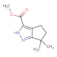 Chemical structure of methyl 6,6-dimethyl-2H,4H,5H,6H-cyclopenta[c]pyrazole-3-carboxylate - CSSB06657086612
