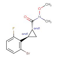 Chemical structure of rac-(1R,2R)-2-(2-bromo-6-fluorophenyl)-N-methoxy-N-methylcyclopropane-1-carboxamide - CSSB21291564363