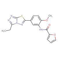 Chemical structure of N-(5-{3-ethyl-[1,2,4]triazolo[3,4-b][1,3,4]thiadiazol-6-yl}-2-methoxyphenyl)furan-2-carboxamide - CSSB00121598904