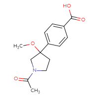 Chemical structure of 4-(1-acetyl-3-methoxypyrrolidin-3-yl)benzoic acid - CSSB20270999544