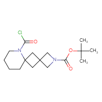 Chemical structure of tert-butyl 7-(carbonochloridoyl)-2,7-diazadispiro[3.1.5⁶.1⁴]dodecane-2-carboxylate - CSSB14938102510
