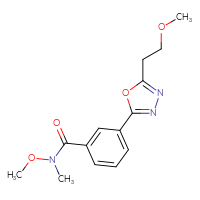 Chemical structure of N-methoxy-3-[5-(2-methoxyethyl)-1,3,4-oxadiazol-2-yl]-N-methylbenzamide - CSSB02051360400