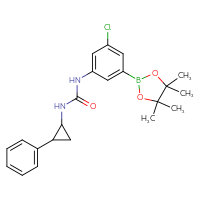 Chemical structure of 1-[3-chloro-5-(4,4,5,5-tetramethyl-1,3,2-dioxaborolan-2-yl)phenyl]-3-(2-phenylcyclopropyl)urea - CSSB21332174168
