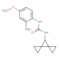 Chemical structure of 3-{dispiro[2.0.2⁴.1³]heptan-7-yl}-1-(4-methoxy-2-methylphenyl)urea - CSSB01225299642
