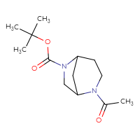 Chemical structure of tert-butyl 2-acetyl-2,6-diazabicyclo[3.2.1]octane-6-carboxylate - CSSB01707238712